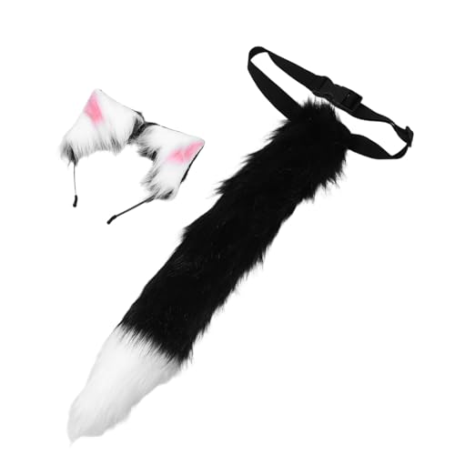 FOMIYES Cat Ears Cosplay Set mit Plüsch Katzenohren Haarreif und Kunstfell Katzenschwanz Bequemes Tierkostüm Zubehör für Halloween Karneval Mottoparty Damen und Mädchen von FOMIYES
