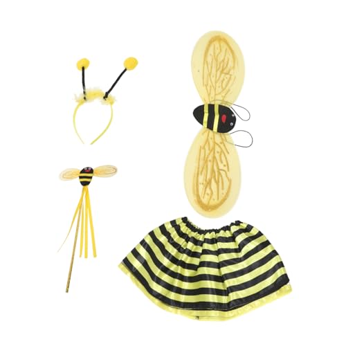 FOMIYES Cosplay Bienenrock mit Flügeln Haarreif und Zauberstab Tierisches Kostüm für Festlichkeiten und Partys von FOMIYES