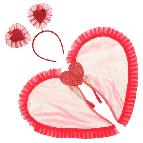 FOMIYES Engelsflügel Herzförmig Rote Flügel mit Passendem Stirnband Leichtes Kostümzubehör für Mädchen Halloween Karneval Cosplay Party von FOMIYES
