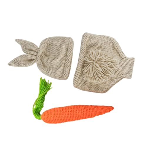 FOMIYES Fotografie Outfit Set Süßes Kaninchen Kostüm für Neugeborene Teiliges Set Mütze Karotte Hose für Unvergessliche Babyfotos für Geburtstagsfeiern und Familienfotos von FOMIYES