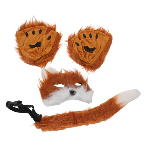 FOMIYES Fuchs Kostüm Set mit Realistischer Maske Handschuhen Weiches Kunstfell Langlebig und Atmungsaktiv für Halloween Cosplay Mottopartys für Mädchen und Frauen von FOMIYES