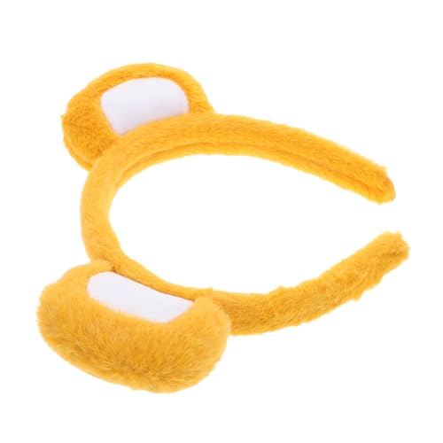 FOMIYES Gelbes Plüsch Bärenohren Stirnband Weiches Kopfstück Damen Party Cosplay Haarreif Niedlich Verspieltes Accessoire für Halloween und Alltag von FOMIYES