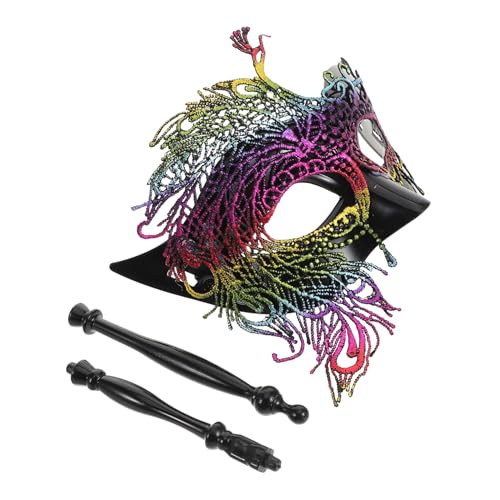 FOMIYES Glamouröse Handheld Spitzenmaske für Damen Atmungsaktive Masquerade Maske mit Stick für Karneval Prom und Themenpartys Maskerade mit Luxuriösem Design von FOMIYES