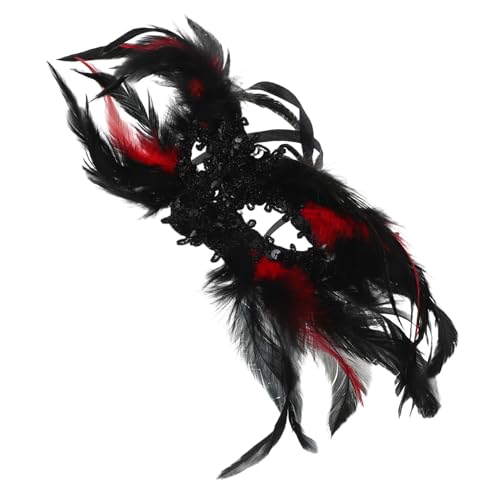 FOMIYES Gothic Damen Halbgesichtsmaske mit Federn und Pailletten Schwarze Kostümaccessoire für Halloween Karneval Theaterveranstaltungen von FOMIYES