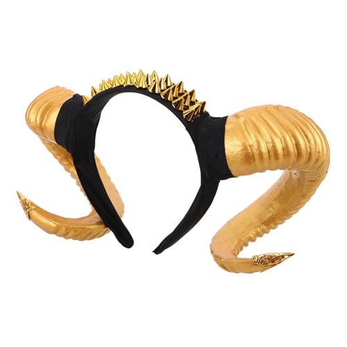 FOMIYES Gothic Halloween Cosplay Stirnband mit Goldfarbenen Schaf Ziegenhörnern Leichtes Punk design Komfortabel für Party Festlichkeiten FOMIYES Gothic Halloween Cosplay Stirnband mit Goldfarbenen Schaf Ziegenhörnern Leichtes Punk design Komfortabel für Party Festlichkeiten von FOMIYES