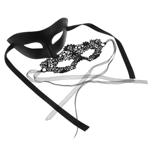 FOMIYES Halbes Gesicht Spitzen Masquerade Maske Schwarze Form Vielseitiges Party Accessoire für Karneval Halloween Ball und Festival Flexibel Kombinierbar mit Kostümen von FOMIYES