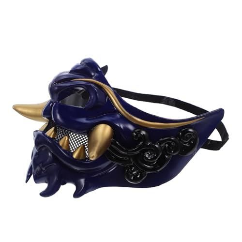 FOMIYES Halbgesichtsmaske Dämon Samurai Cosplay Maske Verstellbar Unisex für Halloween Karneval Party Traditionell Japanisch Blauer Teufelsstil FOMIYES Halbgesichtsmaske Dämon Samurai Cosplay Maske Verstellbar Unisex für Halloween Karneval Party Traditionell Japanisch Blauer Teufelsstil von FOMIYES
