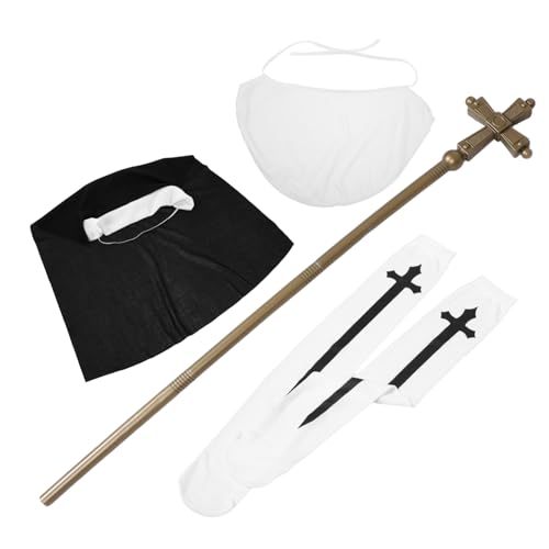FOMIYES Halloween Cosplay Set für Damen Kostüm mit Authentischem Nonnenhut Kragen Langen Weißen Strümpfen und Kreuzstab Vielseitig Einsetzbar für Halloween-partys Verkleidungen und FOMIYES Halloween Cosplay Set für Damen Kostüm mit Authentischem Nonnenhut Kragen Langen Weißen Strümpfen und Kreuzstab Vielseitig Einsetzbar für Halloween-partys Verkleidungen und von FOMIYES