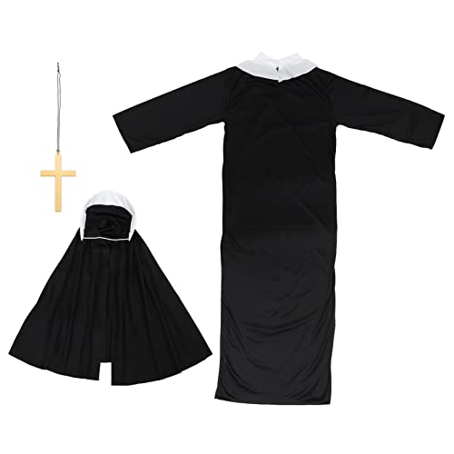 FOMIYES Halloween Damen Nonnenkostüm Einheitsgröße Schwarzes Cosplay Outfit für Erwachsene Kreatives Party und Festtagskostüm mit Mystischem Design von FOMIYES