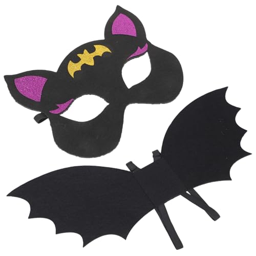 FOMIYES Halloween Fledermausflügel Kostüm Set Leichtem Schwarzem Vliesstoff Dekorative Bat Wing Maske für Jahre für Halloween Cosplay und Partyveranstaltungen von FOMIYES