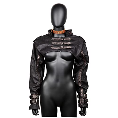 FOMIYES Halloween Gothic Punk Shrug Damen Cape aus Langärmliger Steampunk Halter Neck Shawl Kragen für Cosplay Halloween Bühnenauftritte und Gothic Mode von FOMIYES