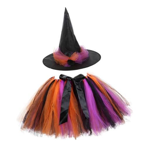 FOMIYES Halloween Hexen Kostüm Tüllrock und Hexenhut Leuchtendes Design Leicht Anzuziehen für Mädchen Fasching Party und Fotoshootings von FOMIYES