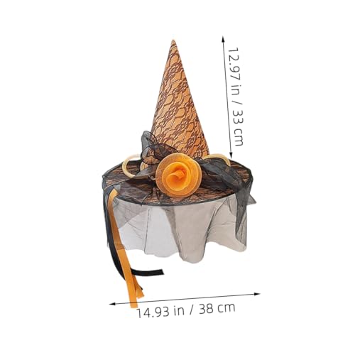 FOMIYES Zaubererhut Für Erwachsene Halloween-hexenhut Hut Mit Großer Krempe Orange Mit Blumenverzierung Für Cosplay Und Themenpartys FOMIYES Zaubererhut Für Erwachsene Halloween-hexenhut Hut Mit Großer Krempe Orange Mit Blumenverzierung Für Cosplay Und Themenpartys von FOMIYES
