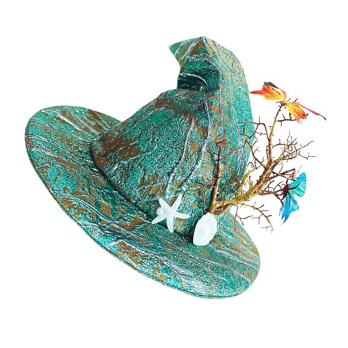 FOMIYES Halloween Hexenhut mit Schmetterling Leichter Bequemer Hexenhut für Frauen Grüner Zauberer-cap Vielseitiges Halloween-cosplay-accessoire für Partys und Kostüme von FOMIYES