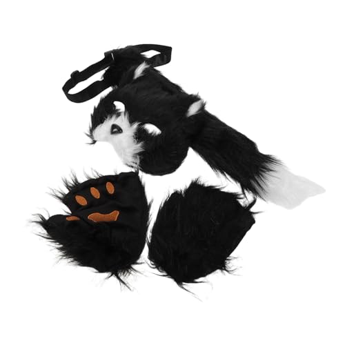 FOMIYES Halloween -Katzenanzug Katzen-Halbgesichtsmasken Kostüm Fuchsmaske für Damen Katzenklauenfingerhandschuhe Faux-Fuchs-Maske katzenmaske kostüm Tierfuchs Wolfsmaske Kunstfell Schwarz FOMIYES Halloween -Katzenanzug Katzen-Halbgesichtsmasken Kostüm Fuchsmaske für Damen Katzenklauenfingerhandschuhe Faux-Fuchs-Maske katzenmaske kostüm Tierfuchs Wolfsmaske Kunstfell Schwarz von FOMIYES