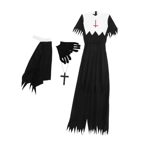 FOMIYES Halloween Zombie Nonnenkostüm Xl Damen Cosplay Party Outfit Gruseliges Bühnenkostüm für Fasching und Mottoparty Mystisch Einfach Anzuziehen Vielseitig für Kostümfeste und von FOMIYES