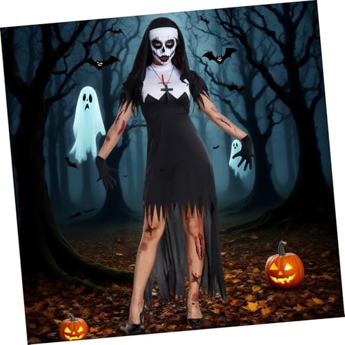 FOMIYES Halloween Zombie Nonnenkostüm Xl Langlebige Party Uniform für Erwachsene Bequemes Material Gruseliges Faschingskostüm für Damen Vampir und Horroroutfit von FOMIYES