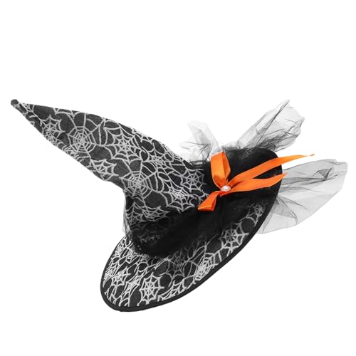 FOMIYES Handgefertigter Hexenhut Damen Schwarz mit Spinnennetz-mesh Halloween Zauberer Kostüm Party Zubehör Vielseitig für Erwachsene von FOMIYES