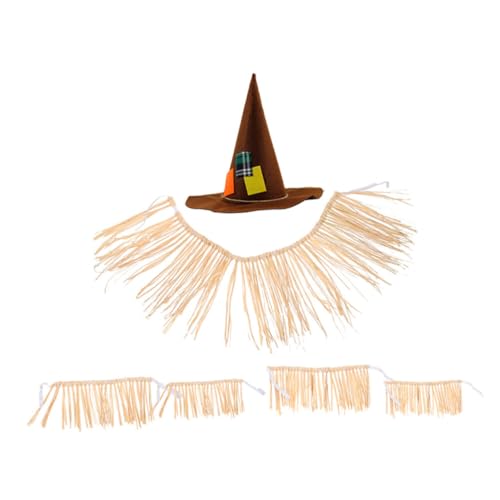 FOMIYES Hawaii Hula Rock aus Leichtem Raffia Papier mit Hexenhut Tropisches Performance Kostüm für Luau Party Strand Bühnenauftritte Natürlicher Look für Damen und Herren von FOMIYES