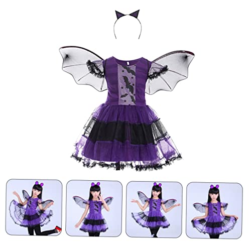 FOMIYES Hexenumhang Halloween Cosplay Kostümset mit Fledermaus für Karneval Bühnenauftritte Faschingsparty und Verkleidung von FOMIYES