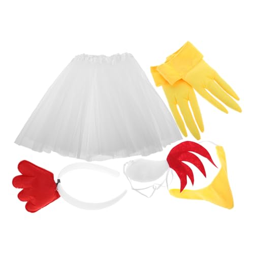 FOMIYES Hühnchenkostüm -Set - Rooster -Stirnband Tutu -Rock Cosplay -Schnabel -Nase Klauenhandschuhe Hahnkostümzubehör Für Halloween -Cosplay In Ostern FOMIYES Hühnchenkostüm -Set - Rooster -Stirnband Tutu -Rock Cosplay -Schnabel -Nase Klauenhandschuhe Hahnkostümzubehör Für Halloween -Cosplay In Ostern von FOMIYES