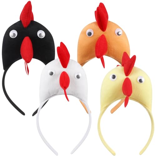 FOMIYES Hühner-Stirnband: 4 Stück Hahn-Stirnband Hühner-Kostümhaar Für Festliche Party-Verkleidung (Zufällige Farbe). von FOMIYES