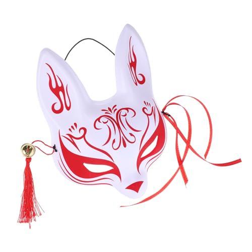 FOMIYES Japanische Fuchsmaske für Maskerade Halbgesichtsmaske mit Floralen Mustern für Cosplay Halloween und Karneval Einzigartiges für Fuchs Fans von FOMIYES