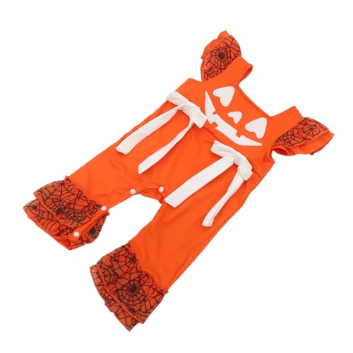 FOMIYES Jumpsuit Halloween Kürbismotiv Ärmellos Weicher Stoff Für Neugeborene Jungen Mädchen Halloween Outfit von FOMIYES