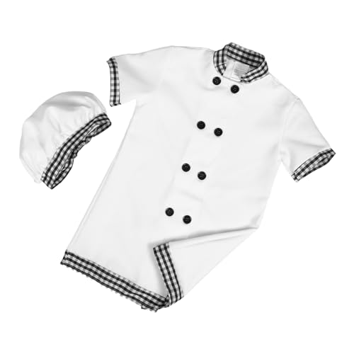 FOMIYES Kochkostüm Mädchen Verstellbar Weiches Material Authentisches Design Schürze und Kochmütze Rollenspiel für Bühne Geburtstag Fasching Vielseitig Einsetzbar von FOMIYES