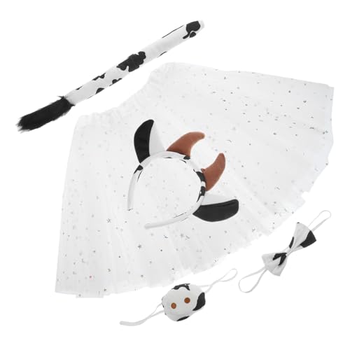 FOMIYES Kuh Kostüm mit Weichem Stirnband Schleife und Tüllrock Bequemes Tierkostüm für Halloween Party und Cosplay Zubehör für Mädchen FOMIYES Kuh Kostüm mit Weichem Stirnband Schleife und Tüllrock Bequemes Tierkostüm für Halloween Party und Cosplay Zubehör für Mädchen von FOMIYES