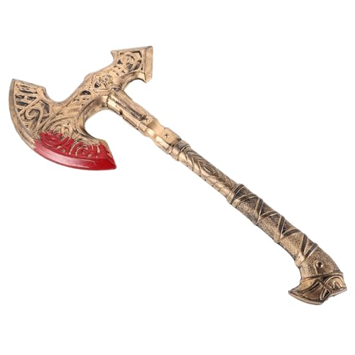 FOMIYES Leichte Realistische Doppelaxt Spielzeugwaffe für Halloween Cosplay Detailgetreues Design Vielseitig Einsetzbar bei Piraten und Fantasy Kostümpartys Auffälliges Goldfarbenes von FOMIYES