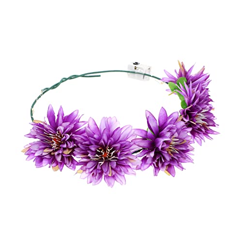 FOMIYES Leuchtender Kranz Stirnband bunt Blumenstirnband für Mädchen Hippie LED-Stirnband Zubehör Rosa haarschmuck leuchtende Stirnbandstütze leuchtender Girlandenkopfschmuck Stoff Violett FOMIYES Leuchtender Kranz Stirnband bunt Blumenstirnband für Mädchen Hippie LED-Stirnband Zubehör Rosa haarschmuck leuchtende Stirnbandstütze leuchtender Girlandenkopfschmuck Stoff Violett von FOMIYES