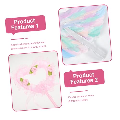 FOMIYES Mädchen Kostüm mit Federflügeln Einhorn Haarreif und Zauberstab Leichte Party Accessoires für Karneval Cosplay und Bühnenauftritte Wiederverwendbar und Komfortabel von FOMIYES