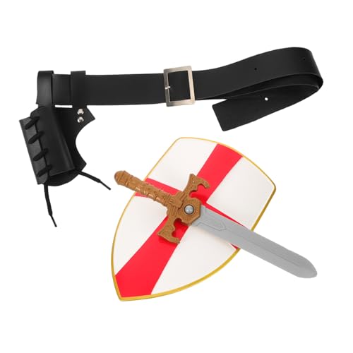 FOMIYES Mittelalterliches Ritterschild Set mit Gürtel Schwerthalter und Kurzschwert Renaissance Cosplay Zubehör für Halloween Piraten Wikinger-kostüme Robuste Mittelalterliche Accessoires FOMIYES Mittelalterliches Ritterschild Set mit Gürtel Schwerthalter und Kurzschwert Renaissance Cosplay Zubehör für Halloween Piraten Wikinger-kostüme Robuste Mittelalterliche Accessoires von FOMIYES