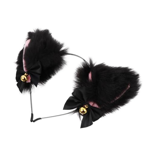 FOMIYES Niedlicher Katzenohren Haarreif mit Glocken und Schleifen Plüsch Cosplay Kopfschmuck für Frauen und Mädchen Kostümzubehör für Partys und Alltag von FOMIYES