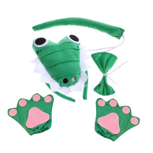 FOMIYES Niedliches Krokodil Kostüm Set Stirnband Handschuhe Fliege Tiermotiv Karneval Cosplay Karnevalskostüm für Maskenbälle und Themenpartys FOMIYES Niedliches Krokodil Kostüm Set Stirnband Handschuhe Fliege Tiermotiv Karneval Cosplay Karnevalskostüm für Maskenbälle und Themenpartys von FOMIYES