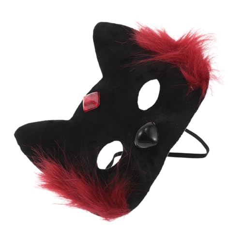FOMIYES Plüsch Halloween Katzenmaske Halbgesicht Tiermaske Cosplay Party Damen Katzenaugen Maske Leicht und Komfortabel Rotes und Schwarzes Design FOMIYES Plüsch Halloween Katzenmaske Halbgesicht Tiermaske Cosplay Party Damen Katzenaugen Maske Leicht und Komfortabel Rotes und Schwarzes Design von FOMIYES