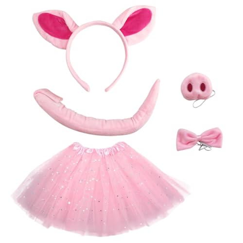 FOMIYES Plüsch Schwein Kostüm Set mit Schweineohren Haarreif Schweinenase Tüllrock und Leichtes Tier Cosplay Zubehör für Party Foto Requisiten und Verkleidung FOMIYES Plüsch Schwein Kostüm Set mit Schweineohren Haarreif Schweinenase Tüllrock und Leichtes Tier Cosplay Zubehör für Party Foto Requisiten und Verkleidung von FOMIYES