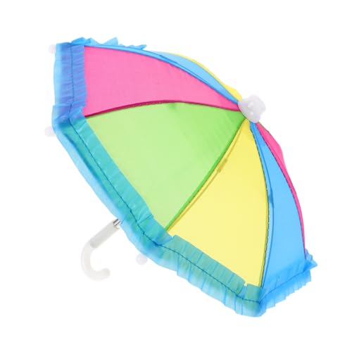 FOMIYES Puppe Regenbogen Regenschirm Miniatur-Regenschirm-Requisiten Tragbarer Regenschirm Mini-puppenhaus-zubehör Puppenwetterzubehör Puppenspielzeugschirm Puppenhauszubehör Plastik von FOMIYES