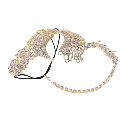 FOMIYES Rhinestone mit Elastischem Band Glänzende Venezianische Halbgesichts-maske für Karneval Halloween Fasching und Ball Wiederverwendbares Leichtes Party-accessoire für Damen von FOMIYES