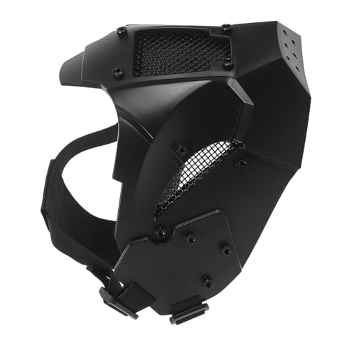 FOMIYES Schwarze Halloween Halbgesichtsmaske für Herren futuristischer Soldier Helm Stoßfest Punk Cosplay Maske für Horrorpartys und Haunted House Events FOMIYES Schwarze Halloween Halbgesichtsmaske für Herren futuristischer Soldier Helm Stoßfest Punk Cosplay Maske für Horrorpartys und Haunted House Events von FOMIYES