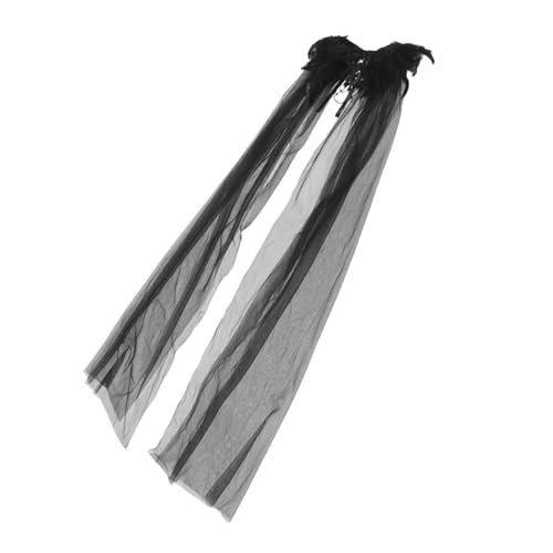 FOMIYES Schwarzer Kostümumhang Hochzeitsumhang Für Die Braut Halloween Umhang Halloween Cosplay Kostümzubehör Für Frauen Vampirkapuze Hochzeits Tüllumhang von FOMIYES