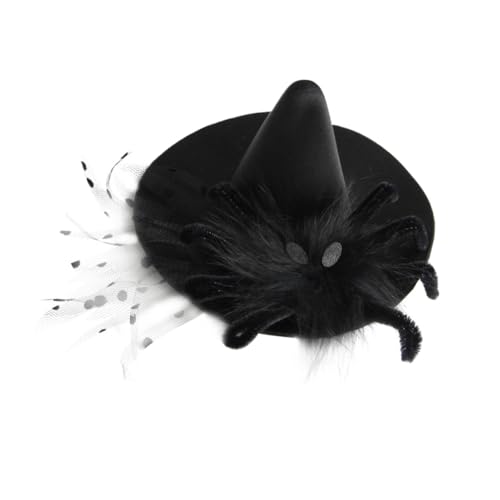 FOMIYES Schwarzer Spinnennetz Hexenhut Haarclip Halloween Haarschmuck Kostüm Accessoire für Damen Leicht und Praktisch für Party Festliche Anlässe von FOMIYES