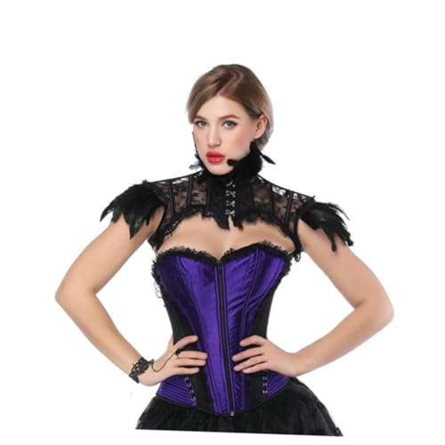 FOMIYES Schwarzer Spitzen Umhang mit Federn Cosplay Kostüm Cape Leichte Bequeme Robe für Halloween und Mottoparty Elegantes Verkleidungszubehör von FOMIYES