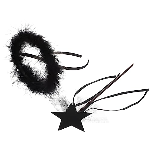 FOMIYES Schwarzes Engelskostüm Stirnband und Zauberstab Kostüm Zubehör für Halloween Party Aufführung Cosplay für Mädchen FOMIYES Schwarzes Engelskostüm Stirnband und Zauberstab Kostüm Zubehör für Halloween Party Aufführung Cosplay für Mädchen von FOMIYES