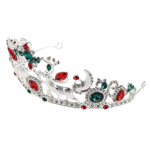 FOMIYES Silberne Weihnachts Haarreif mit Rentier und Schneeflockenmotiv Strassbesetzte Brautkrone für Frauen Leichtes Komfortables Accessoire für Hochzeiten Geburtstage Halloween und von FOMIYES