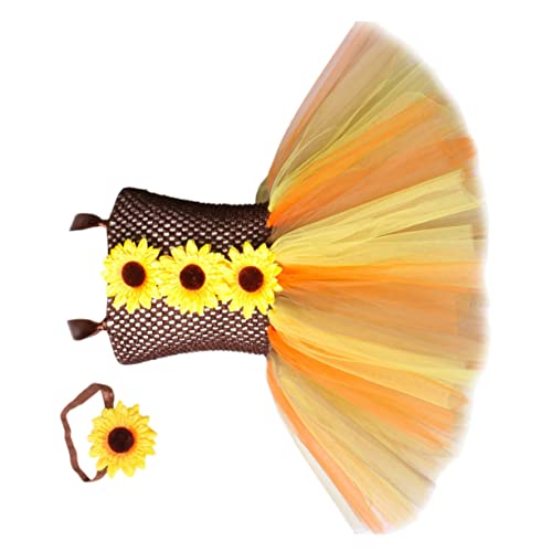 FOMIYES Sonnenblumen Kleid mit Stirnband Halloween Party Kostüm für Mädchen Jahre Cosplay und Aufführungskleidung Anzuziehen für Fest und Bühne von FOMIYES
