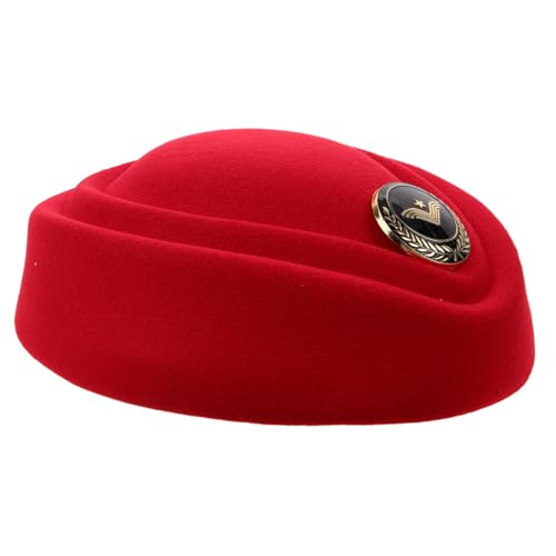 FOMIYES Stewardess Kostümaccessoire Rotes Wollimitat Beret Mütze Damen Leichtes Bequemes Cosplay Hut Für Flugreisen Bühnenauftritte Partys FOMIYES Stewardess Kostümaccessoire Rotes Wollimitat Beret Mütze Damen Leichtes Bequemes Cosplay Hut Für Flugreisen Bühnenauftritte Partys von FOMIYES
