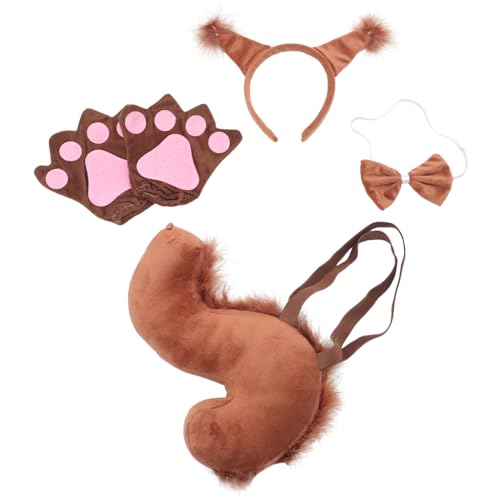 FOMIYES Süßes Eichhörnchen Kostüm Cosplay Stirnband mit Weichen Ohren Handschuhen Flauschiges Tier Accessoire für Halloween Karneval Waldtiere Themen Party FOMIYES Süßes Eichhörnchen Kostüm Cosplay Stirnband mit Weichen Ohren Handschuhen Flauschiges Tier Accessoire für Halloween Karneval Waldtiere Themen Party von FOMIYES