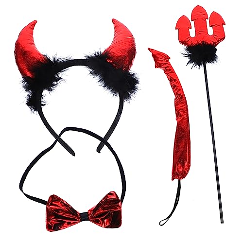 FOMIYES Teufel Kostüm Set für Teiliges Halloween Cosplay Zubehör Stirnband Fliege Teufelsforke für Kostümpartys und Versammlungen FOMIYES Teufel Kostüm Set für Teiliges Halloween Cosplay Zubehör Stirnband Fliege Teufelsforke für Kostümpartys und Versammlungen von FOMIYES